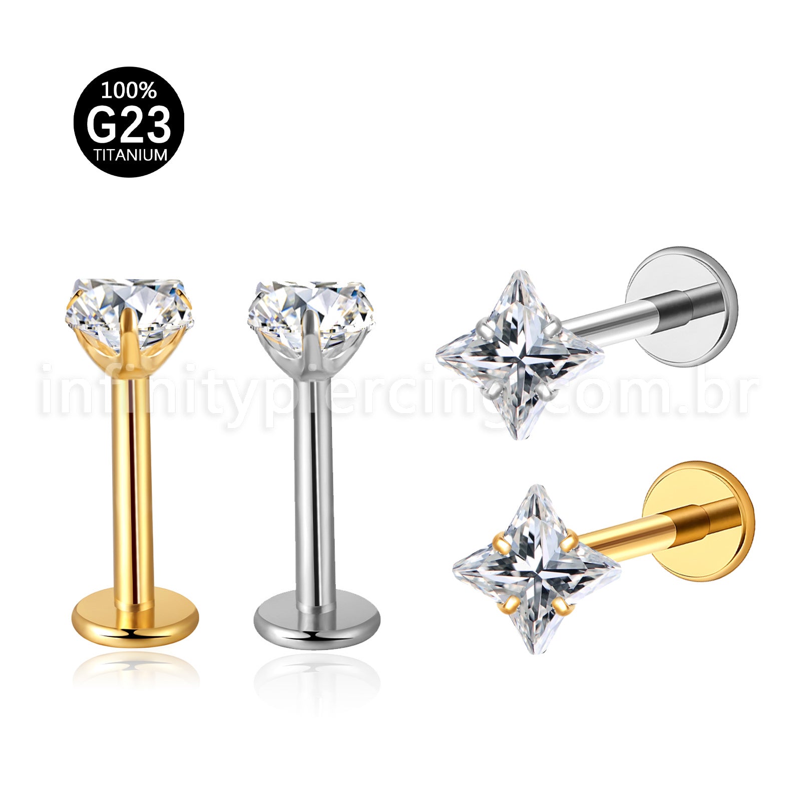 Piercing Labret Titânio Flor Zircônia